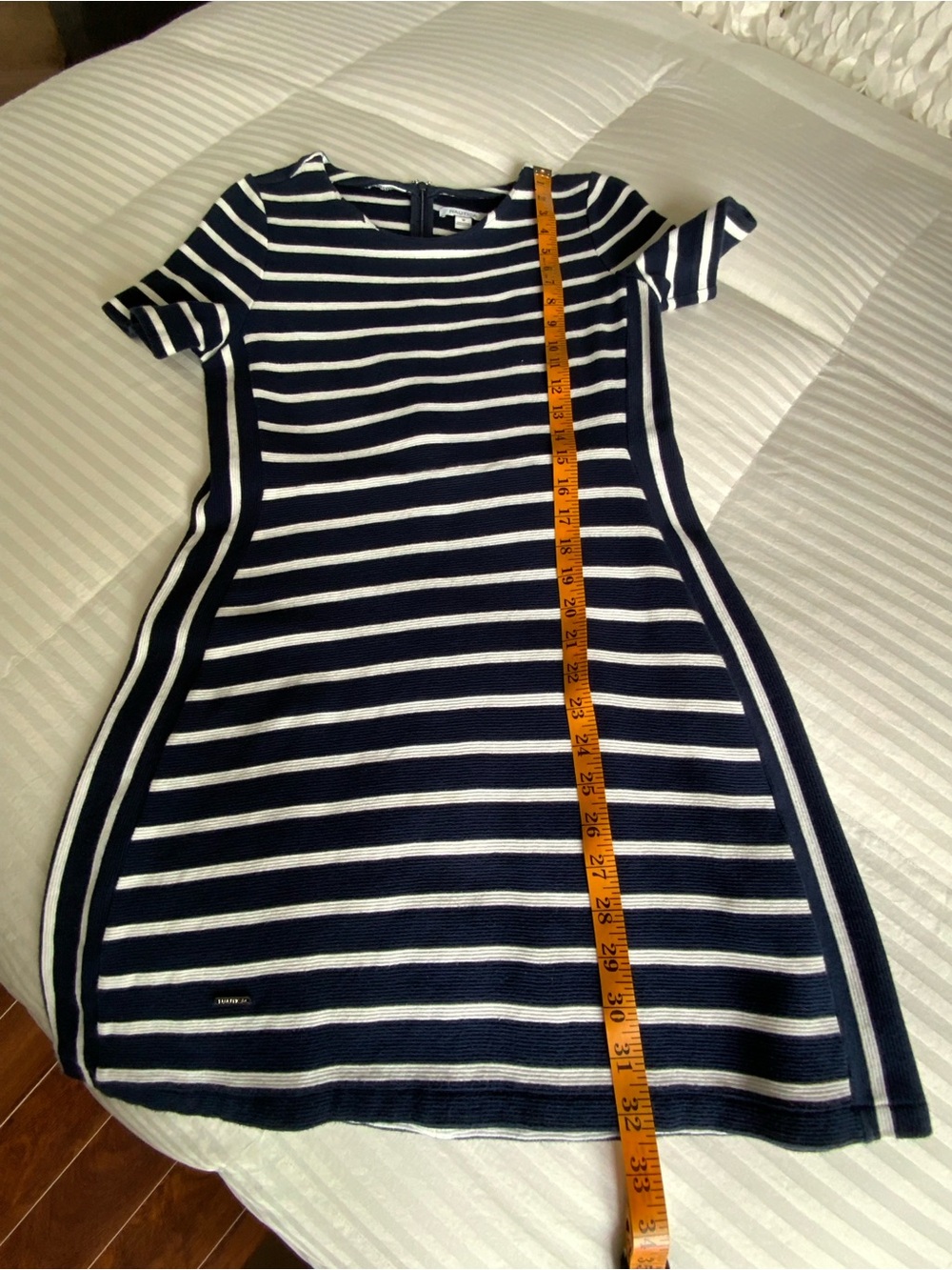Nautica Navy and White Striped Short-Sleeve Knit Dress/ Medium size